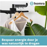 Homra - Inklapbaar Wasrek - Zwart - 45m Waslijn - Staand - Ruimtebesparend