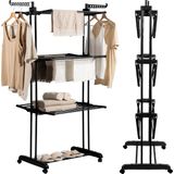 Homra - Inklapbaar Wasrek - Zwart - 45m Waslijn - Staand - Ruimtebesparend