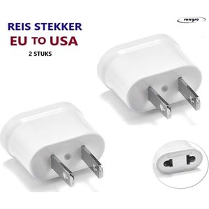 Reisstekker van EU naar VS/USA - 2 Stuks - Wereldstekker - Reis Adapter - Wit -Travel Adapter - America Stekker - Verloop adapter - Wereld Adapter