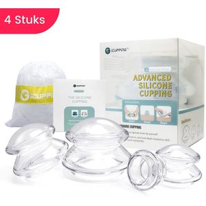 iCupping Cellulite Massage Cups - 4 Verschillende Maten - Cupping Tegen Cellulite - Stevig - Transparant - Voedingskwaliteit Silicone