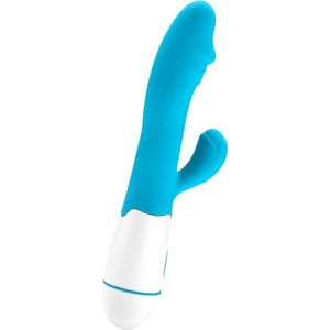 Erodit® Tarzan dildo vibrator - Bunny Vibrator-Geribbelde eikel stimulatie clitoris- g-spot - Anaal prostaat vibrators voor mannen- vibrators voor vrouwen -Blauw, 19,5 cm- excl batterij- Sex speeltjes- Erotiek- Seksspeeltjes voor koppels
