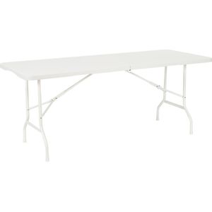 Nuvolix inklapbare tafel - klaptafel - verstelbare vouwtafel - campingtafel - weerbestendig - opvouwbaar - wit - plastic - 180*71*74CM
