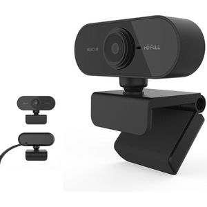 Webcam Voor PC - Streaming Camera Full HD - Ingebouwde Microfoon - Autofocus - Zwart