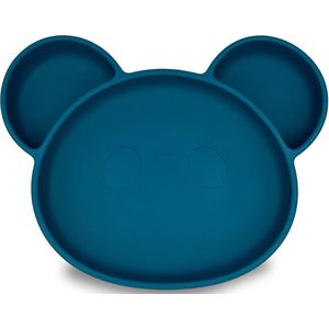 Youly® - Siliconen kinderbord beer - Babybord - Marine Blauw - BPA vrij - Kinderservies - Babyservies - Anti Slip - Bord met zuignap