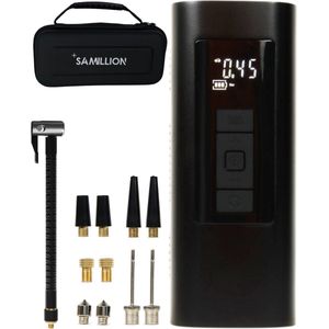 Samillion 6-in-1 Draagbare Compressor Bandenpomp - Luchtcompressor - Compressor - Oplaadbaar - Fiets Tot Auto - Elektrische Fietspomp - Zaklamp en Powerbankfunctie - Inclusief 11 opzetstukken & Luxe Reistas - 6000 mAh Batterij Sterkste Op De Markt!