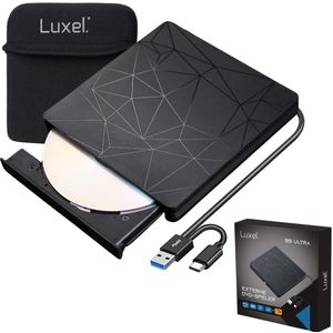 Luxel Externe DVD en CD Speler - DVD CD Brander - Zwart - Plug & Play