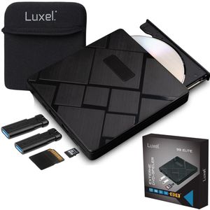 Luxel - Externe DVD speler en brander - Voor Laptop - DVD CD Brander - Externe CD speler - CD rom externe drive - 99Elite - Zwart