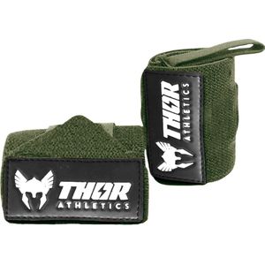 Thor Athletics Wrist Wraps - Extra Sterk - Fitness - Polsbrace voor Krachttraining - Ondersteuning voor Pols - 60 cm - Army Green