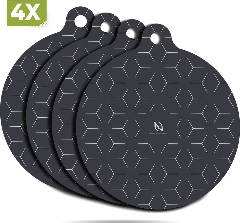 HI NATURE™ Inductie Beschermer Set - 4 Stuks - Hittebestendig - Zwart