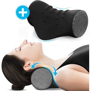 Teklama Nekstretcher met Zachte Hoes - Neck Releaser Chiropractor - Nekmassage kussen voor Nek en Rugklachten - Zwart/Grijs