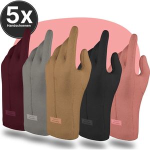 VOLQU® - Handschoenen - 5 Paar Premium Handschoenen Dames - Handschoenen Verwarmd Dames - Wanten Dames - Kerstcadeau voor Vrouwen- Zwart / Bruin / Roze / Magenta / Grijs