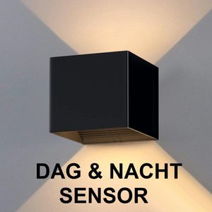 Luminize buitenlamp met schemersensor - wandlamp met dag en nacht sensor - 12x12x12cm - 2700k - 20w - zwart - LED