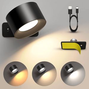 Luminize - Oplaadbare Wandlamp - Dimbaar - Zwart - USB Oplaadbaar