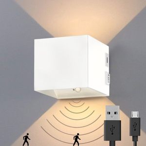 Luminize Oplaadbare wandlamp op accu draadloos - met bewegingssensor - aluminium - 4400mah - 2700K - met accu indicator - trapverlichting - wit