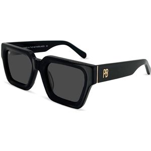PB Sunglasses - Luxor Black. - Zonnebril heren en dames - Gepolariseerd - Rechthoekige zonnebril - Zwart design - 100% Stevig acetaat frame