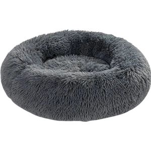 Donut Hondenmand - Kattenmand - Maat M - 60cm (ligvlak van 45cm) - Grijs - Fluffy en Wasbaar