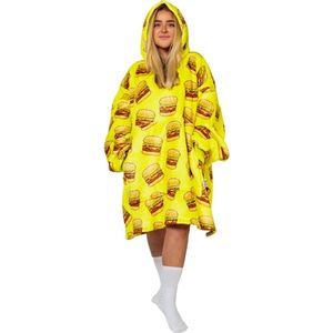 Noony Hamburger Oversized Hoodie Deken - Plaids met Mouwen - Fleece Deken met Mouwen - Ultrazachte Binnenkant en Buitenkant - Hoodie Blanket - Hoodie - One Size Fits All - Volwassenen - Hoodie Deken met Capuchon - Huggle Hoodie - Kerstcadeau