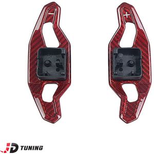 JDtuning® | Premium Carbon Flippers | Geschikt voor Audi A3/S3/RS3 | A4/S4/RS4 | A5/S5/RS5 | A6/S6/RS6 | A7/S7/RS7 | A8/S8 | Q2/Q3/Q5/SQ5/Q7/SQ7 | Tt/Ttrs | R8 | E-TRON | Carbon Hoogglans – Rood Type C