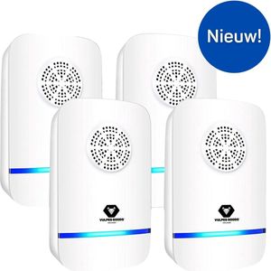 Vulpes Goods® Verjager - Ultrasone Muizenverjager PRO - 8-in-1 Ongedierte Verjager - Muizenverjager voor binnen - Pest Reject - Ongediertebestrijding - Insectenverjager - Muggenverjager - 4 Pack - Wit