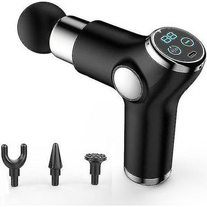 Massageapparaat - Zwart - Massagegun - Draadloos - Professioneel - 4 Opzetstukken