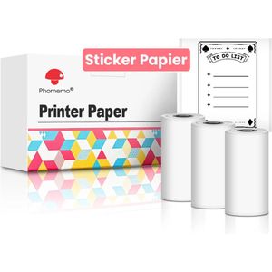 Phomemo® Sticker Papier - Papier voor Mini Fotoprinter - 3 Rollen - Stickerpapier voor Pocket Printer - 2024 Versie