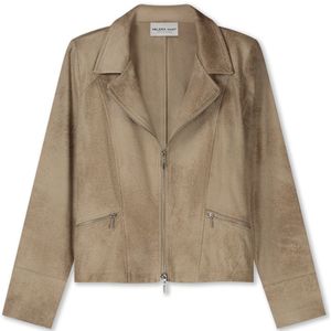 Helena Hart - Biker Sand Jas - Dames - Beige - Leer - Ritssluiting