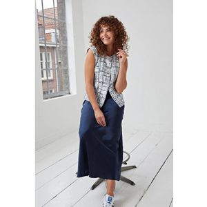 Helena Hart - 7670 - Gilet - Marineblauw/Wit - Bouclé