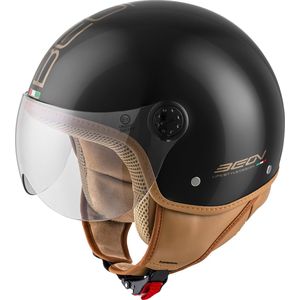 Beon Design Luxe - Jethelm - Zwart - Geschikt voor Vespa, Scooter, Brommer en Motor