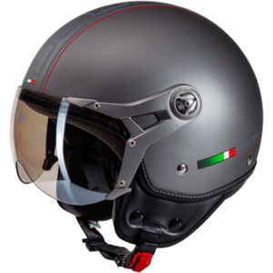 BEON Design-B Scooterhelm - Mat Titanium - M - Jethelm met Vizier - Motorhelm - Geschikt voor Vespa, Scooter, Brommer, Motor en Snorfiets