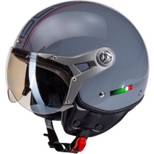 BEON Design-B Scooterhelm - Nardo Grijs - XS - Jethelm met Vizier - Motorhelm - Geschikt voor Vespa, Scooter, Brommer, Motor en Snorfiets