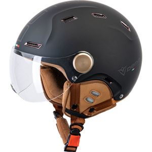 Demm Speed Pedelec helm - NTA 8776 Geschikt als Elektrische fiets, Snorfiets, Scooter, Brommer Helm - Vespa jethelm met vizier - Volwassenen - S - Mat Zwart - Gratis helmtas