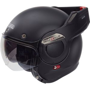 BEON B707 Stratos Motorhelm - XS - Systeemhelm met Zonnevizier - 180º Verstelbare integraalhelm - Jethelm - Mat Zwart