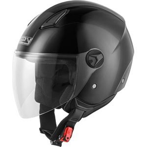 Spy D-Jet Plain Zwart Helm | Scooterhelm & Jethelm | Helmen voor Scooter, Brommer, Snorfiets en Snorscooter | Zowel voor Volwassenen, in Zwart en Andere Kleuren, Lichtgewicht | Dames en Heren | ECE Goedgekeurd | Maat M