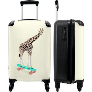 NoBoringSuitcases.com - Kinderkoffer beige - Kindervalies lol giraffe - Past binnen 55x40x20 cm en 55x35x25 cm - Handbagage - Trolley op wieltjes - Reiskoffer met wielen - Rolkoffer - Kindertrolley geschikt voor jongen en meisjes - Koffer kinderen