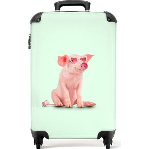 NoBoringSuitcases.com - Kinderkoffer groen - Past binnen 55x40x20 cm en 55x35x25 cm - Handbagage - Trolley op wieltjes - Reistas - Reiskoffer met wielen - Rolkoffer - Reizen accesoires - Kindertrolley geschikt voor jongen en meisjes - Koffer kinderen