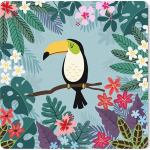 Muismat XXL - Bureau onderlegger - Bureau mat - Toekan - Planten - Bloemen - Kinderen - Dieren - Kids - 40x40 cm - XXL muismat