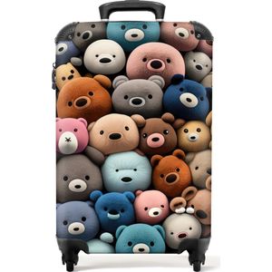 NoBoringSuitcases.com® Koffer- Kinderkoffer - Trolley Handbagage - Teddybeer - Knuffel - Dieren - Meisjes - Jongens - Handbagage koffer 55x35x25