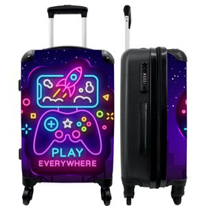 NoBoringSuitcases.com® Koffer Suitcase Trolley Carry on Suitcase Large Gaming - Console - Neon - Jongens - 67x43x25cm