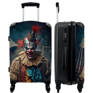 NoBoringSuitcases.com - Koffer - Clown - Horror - Kleding - Portret - Trolley - 20 kg bagage - Hardcase koffer - Lichtgewicht - TSA slot - 66 cm - Reiskoffer met wielen - 60 liter - Grote koffer