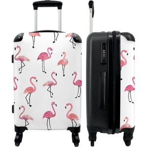 NoBoringSuitcases.com® Reiskoffer Trolley Koffer Luggage Suitcase Large Flamingo - Patroon - Roze - Meisjes - 67x43x25cm