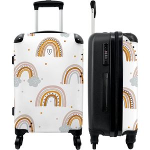 NoBoringSuitcases.com® Koffer Suitcase Trolley Carry on Suitcase Large Patroon - Regenboog - Stippen - 67x43x25cm