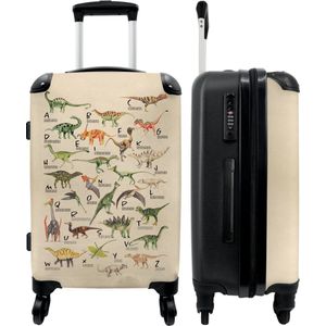 NoBoringSuitcases.com - Dinosaurus koffer alfabet - Weekendtas kind - Rolkoffer groot kinderen - Reiskoffer met 4 wielen - Grote Ruimbagage 20 kg - Kindervalies dino - Rolkoffer 60 liter - Suitcase large - Kinderkoffer jongens