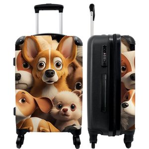 NoBoringSuitcases.com® Trolley Koffer Reiskoffers Suitcase Large Honden - Dieren - Bruin - Zwart - 67x43x25cm