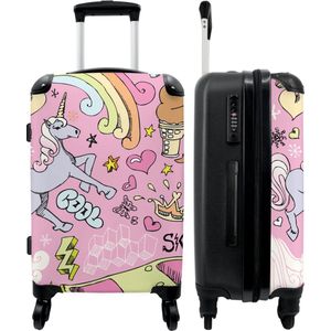 NoBoringSuitcases.com® - Kinderkoffer meisjes unicorn - Roze reiskoffer groot - 20 kg bagage