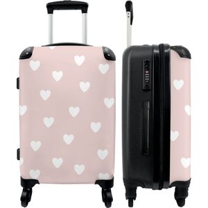 NoBoringSuitcases.com® - Roze kindertrolley - Hartjes koffer meisjes - 20 kg bagage