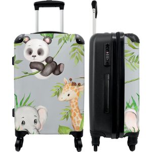 NoBoringSuitcases.com® Kinderkoffer Luggage Travel Koffer Kindertrolley Suitcase Large Jungle - Panda - Olifant - Giraffe - 67x43x25cm