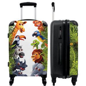 NoBoringSuitcases.com® Trolley Koffer Reiskoffers Suitcase Large Dieren - Oerwoud - Groen - Kinderen - 67x43x25cm
