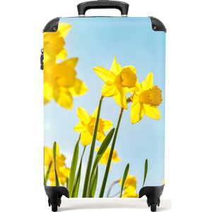 NoBoringSuitcases.com® - Koffer geel - Gele bloemen - 55x35x25