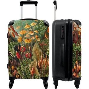 NoBoringSuitcases.com - Grote groene koffer - Reiskoffer bloemen met 4 wielen large - Bagagetrolley op wieltjes 60 liter - Rolkoffer groot - Ruimbagage valies 20kg - Valiezen voor volwassenen - Reisbagage & reisaccessoires medium - Luggage suitcase