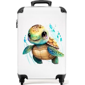 NoBoringSuitcases.com® Luggage Handbagage Koffers & Trolleys Schildpad - Waterverf - Kleuren - Dieren - Kinderen - 55x35x25cm
